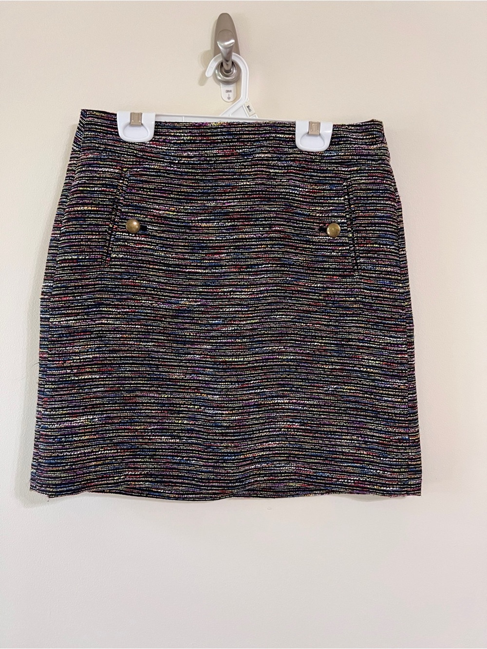 LOFT Multicolor Metallic Thread Tweed Mini Skirt